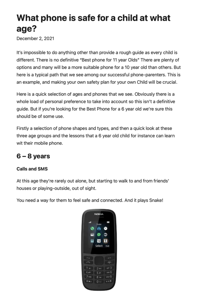 What Phone is safe for what age