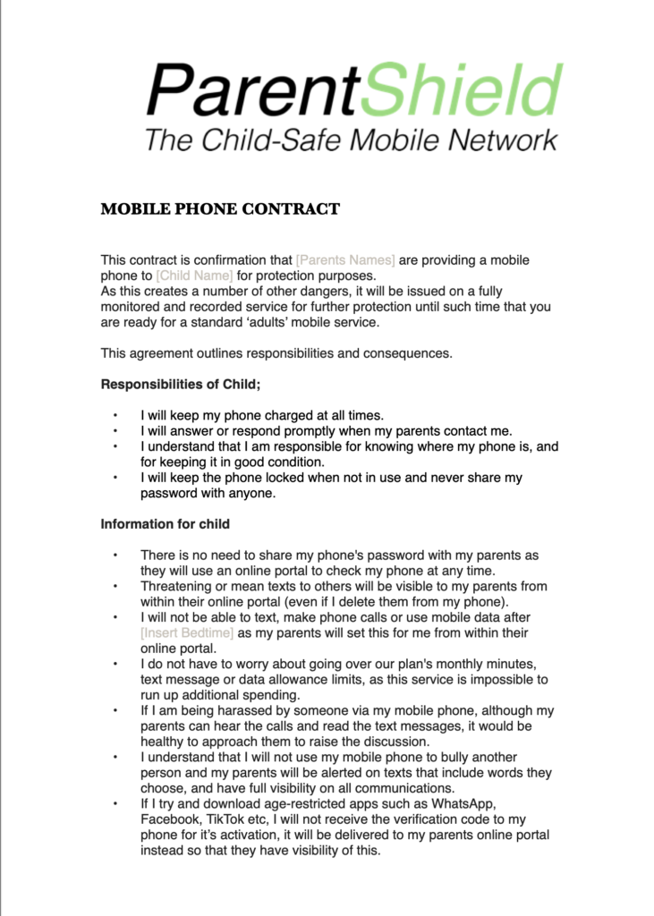 Sample Mobile Phone Contract