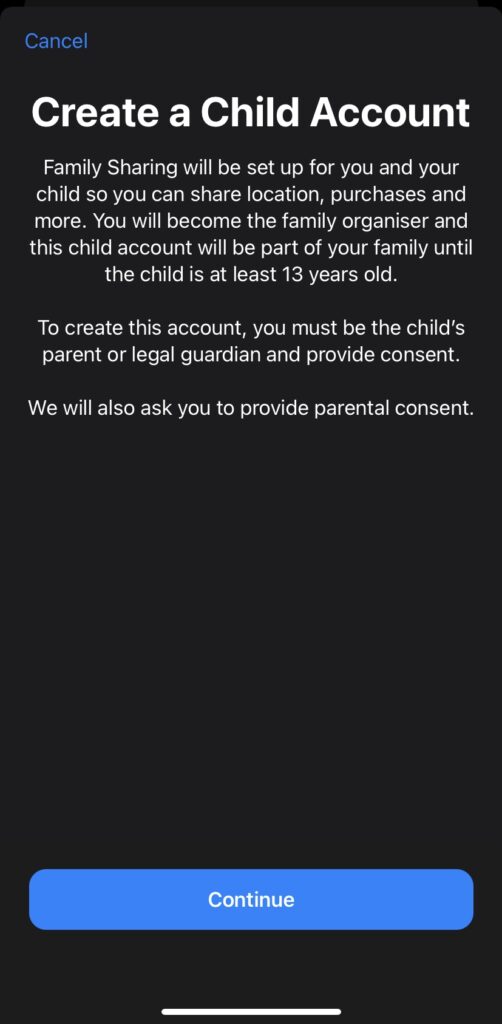 settings for family share step 5