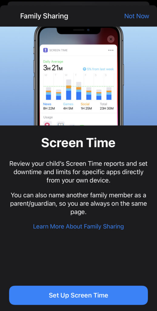 settings for family share step 17