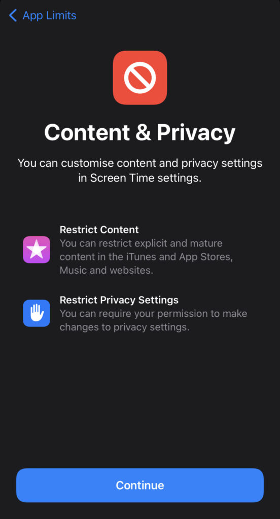 settings for family share step 18