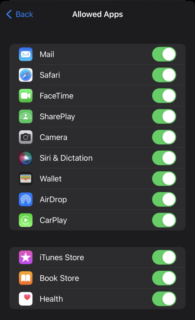 settings for family share step 24