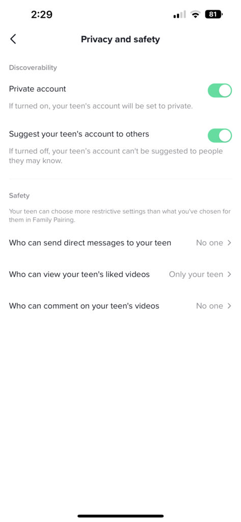 Disable TikTok Messaging