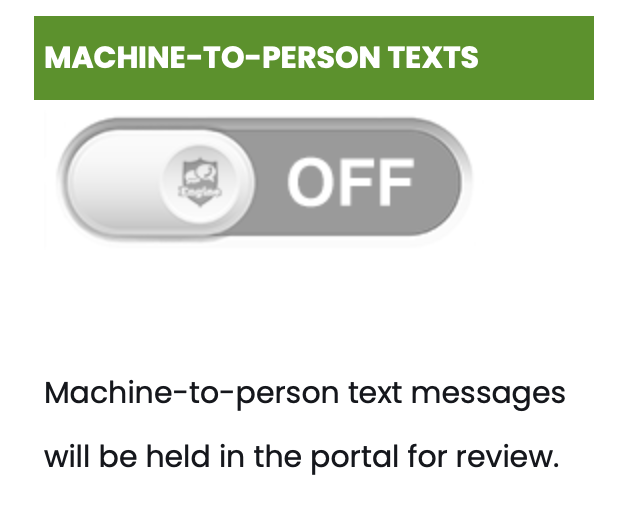 Portal Switch to allow or block M2P OTP SMS